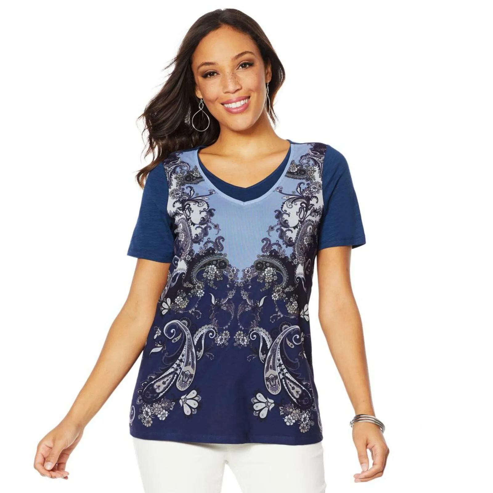 NWT DG2 By Diane Gilman Womens Mesh-Front Layered Tee. 704876 X-Large