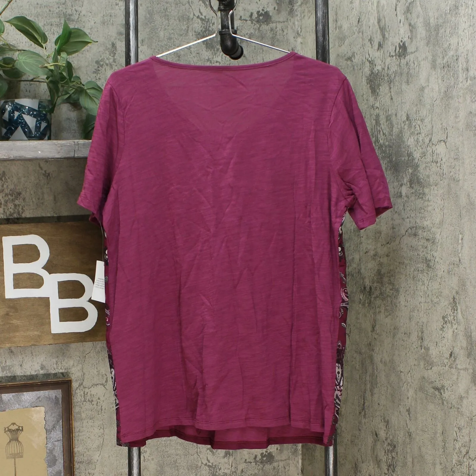 NWT DG2 By Diane Gilman Womens Mesh-Front Layered Tee. 704876 X-Large