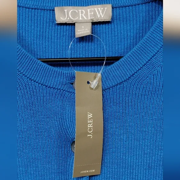 NWT J. Crew Button Sweater Women's S Blue Casual Office Career Retro Minimalist