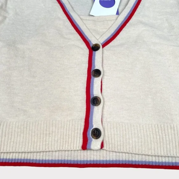 NWT Letter From Moon Merino Wool Two-Piece Stripe Cardigan Bustier Top Sz S
