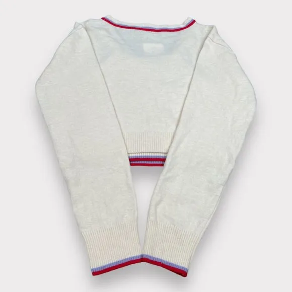 NWT Letter From Moon Merino Wool Two-Piece Stripe Cardigan Bustier Top Sz S