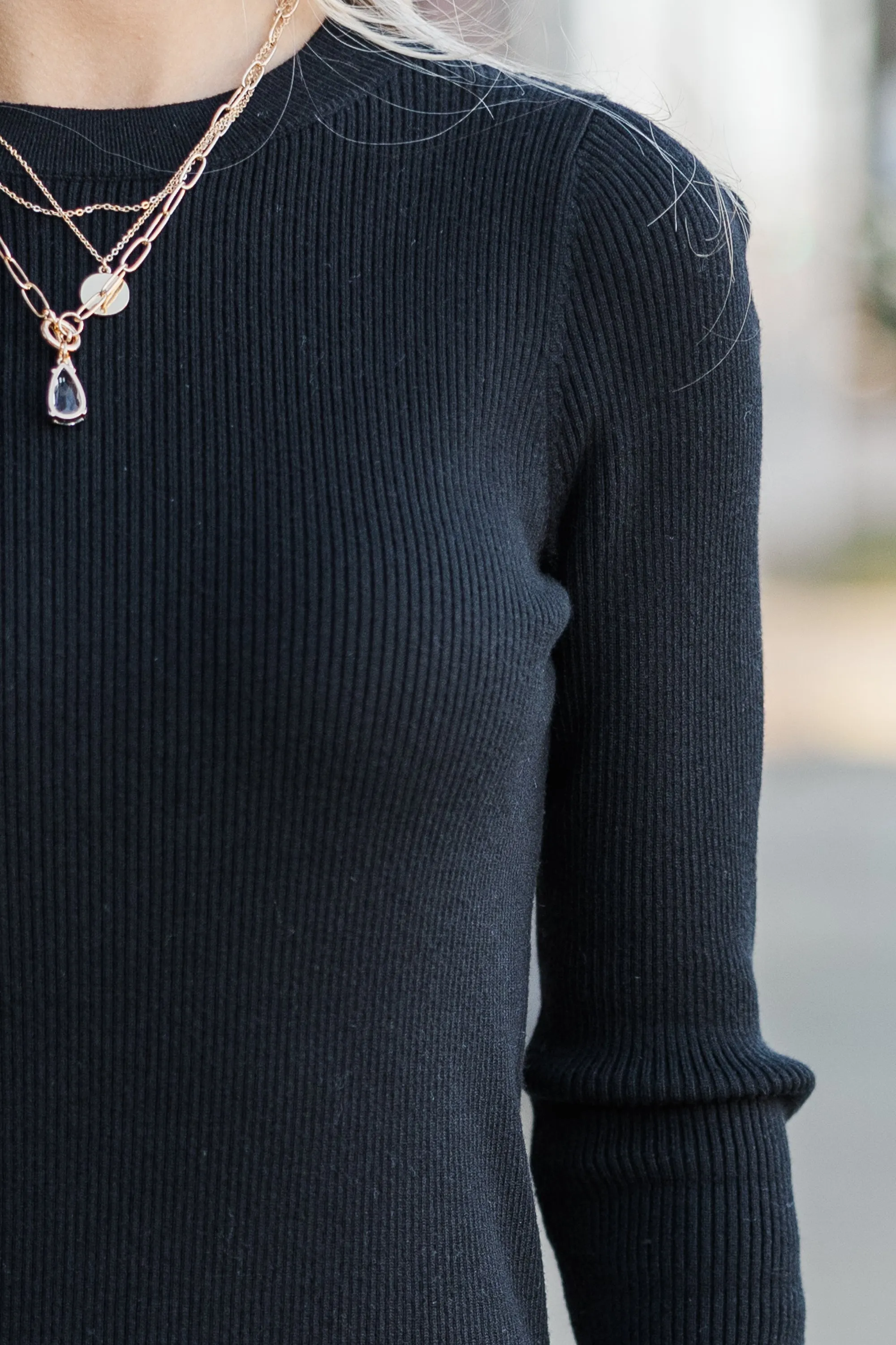 Off To The Hamptons Black Sweater Dress