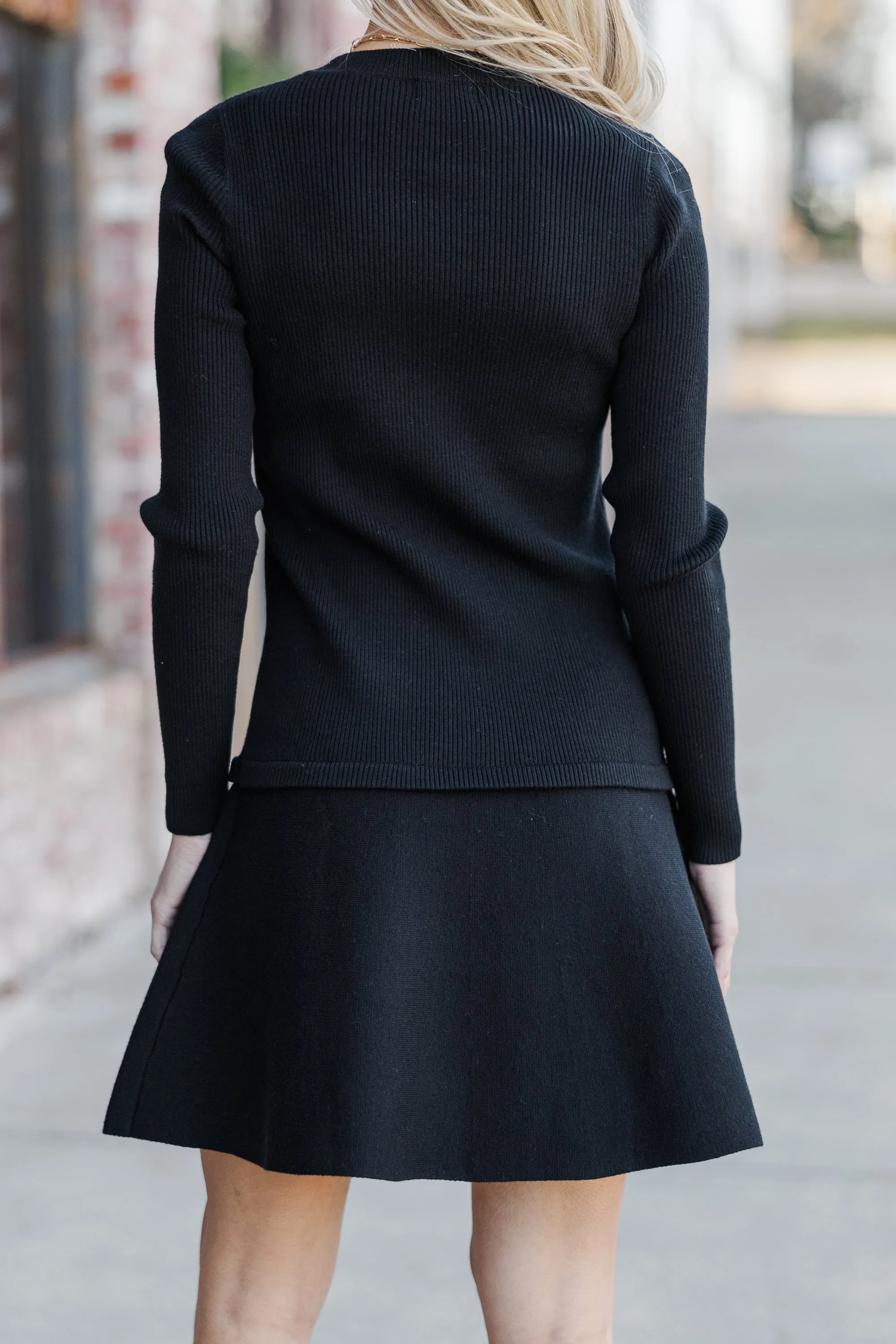 Off To The Hamptons Black Sweater Dress