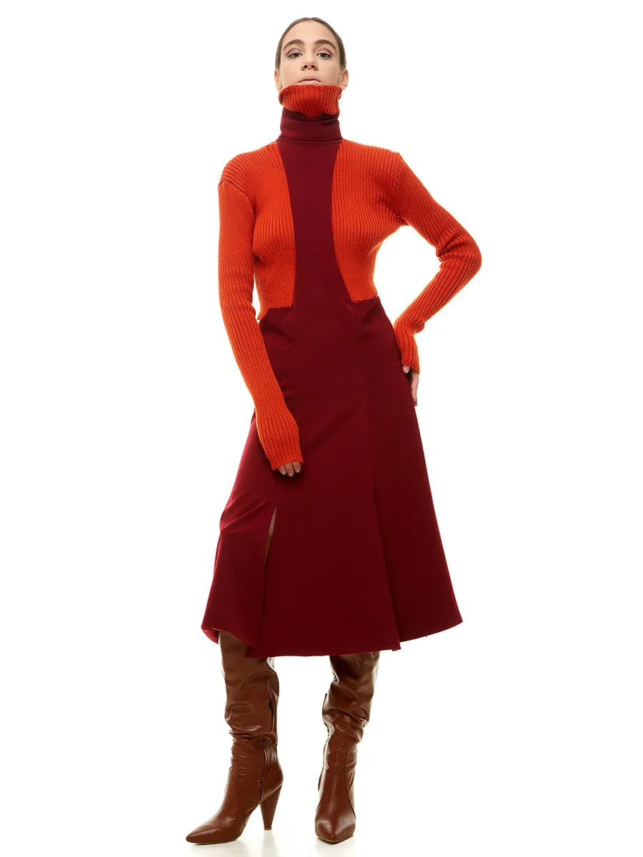 Orange Leather Over-the-Knee Boots