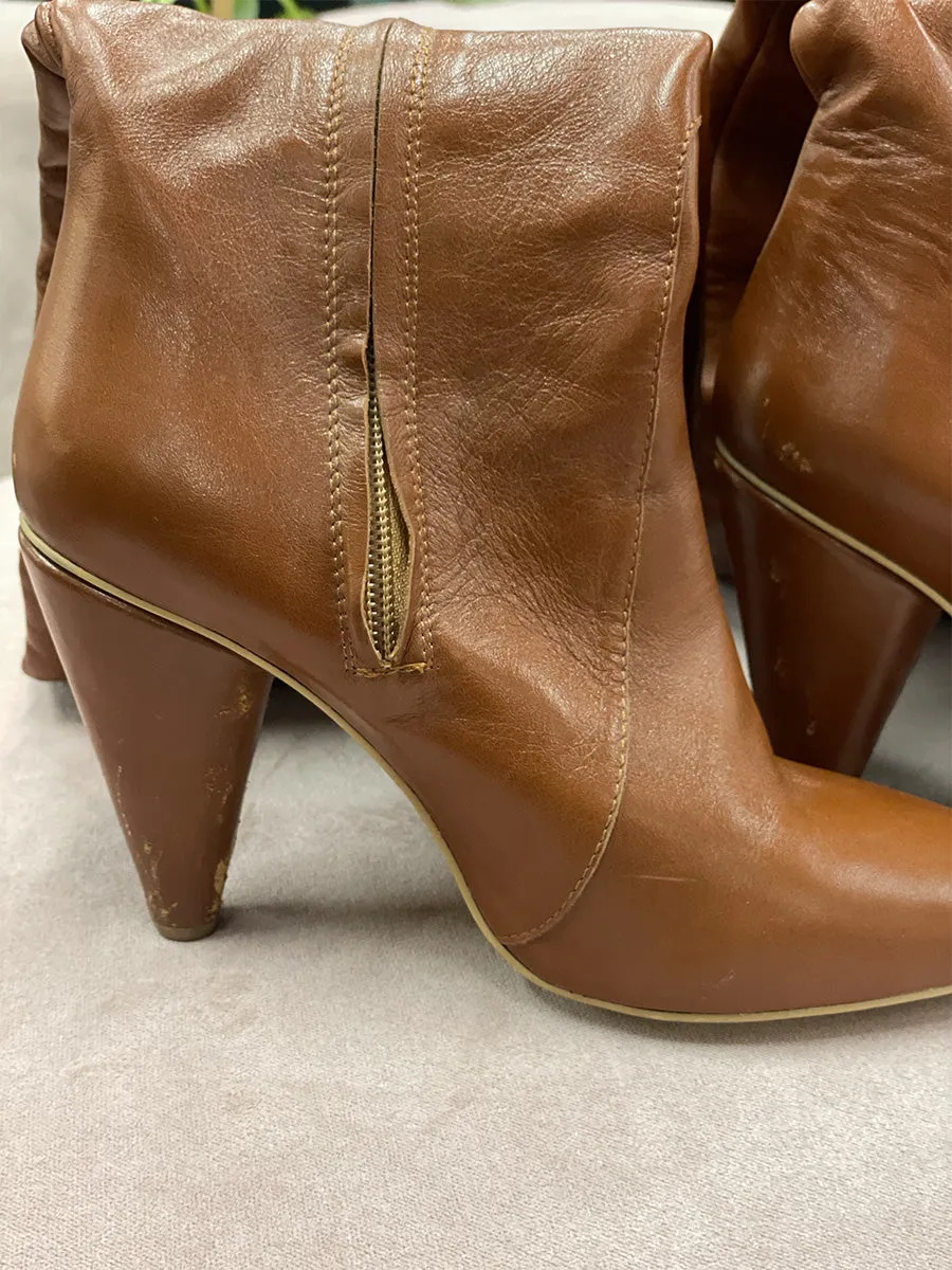 Orange Leather Over-the-Knee Boots