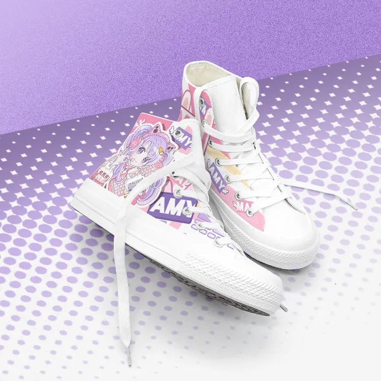 Original Design Gaming Girls High Top Canvas Shoes