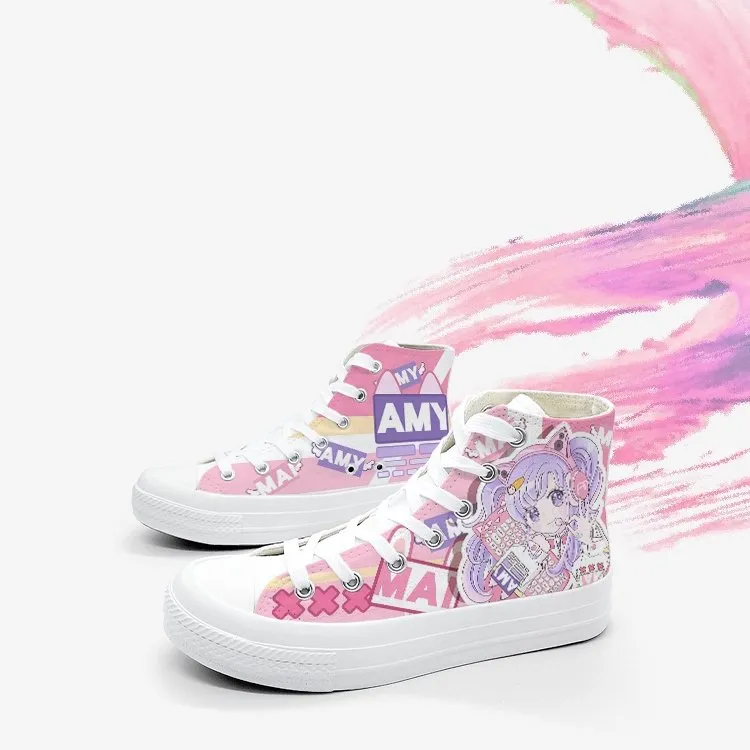Original Design Gaming Girls High Top Canvas Shoes