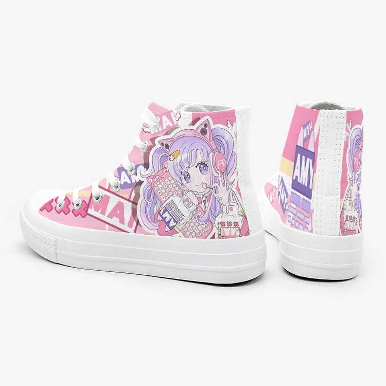 Original Design Gaming Girls High Top Canvas Shoes