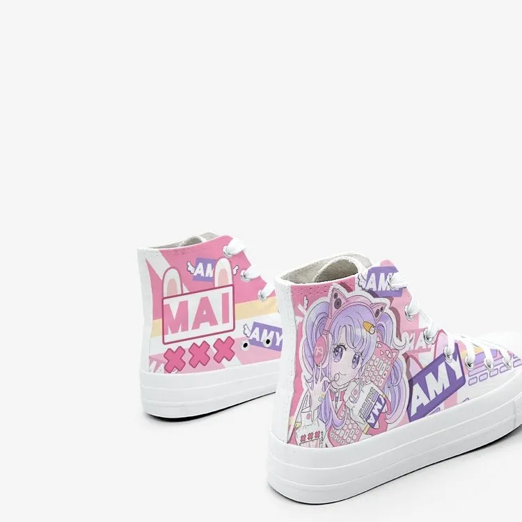 Original Design Gaming Girls High Top Canvas Shoes