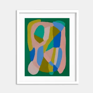 Pink, Mustard, Blue on Green