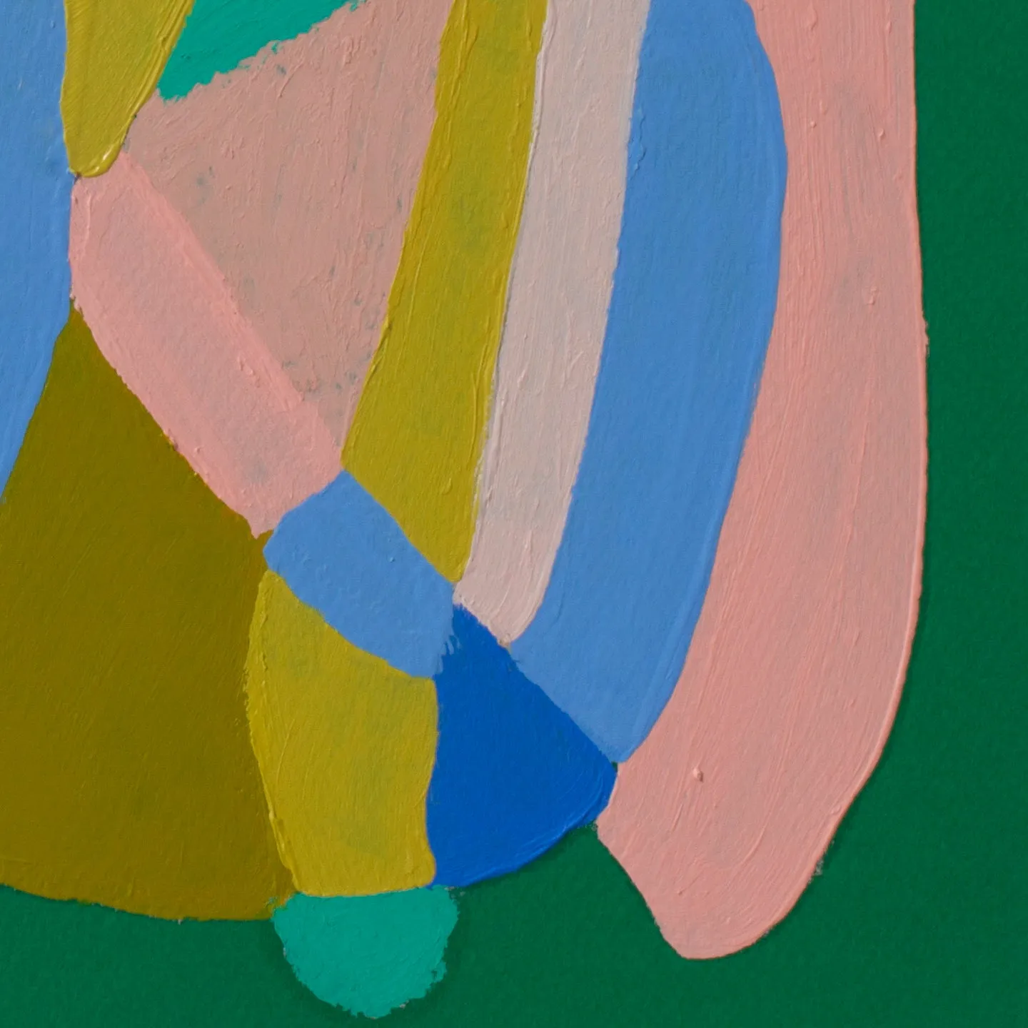 Pink, Mustard, Blue on Green