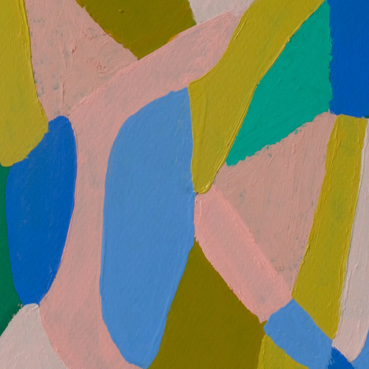 Pink, Mustard, Blue on Green