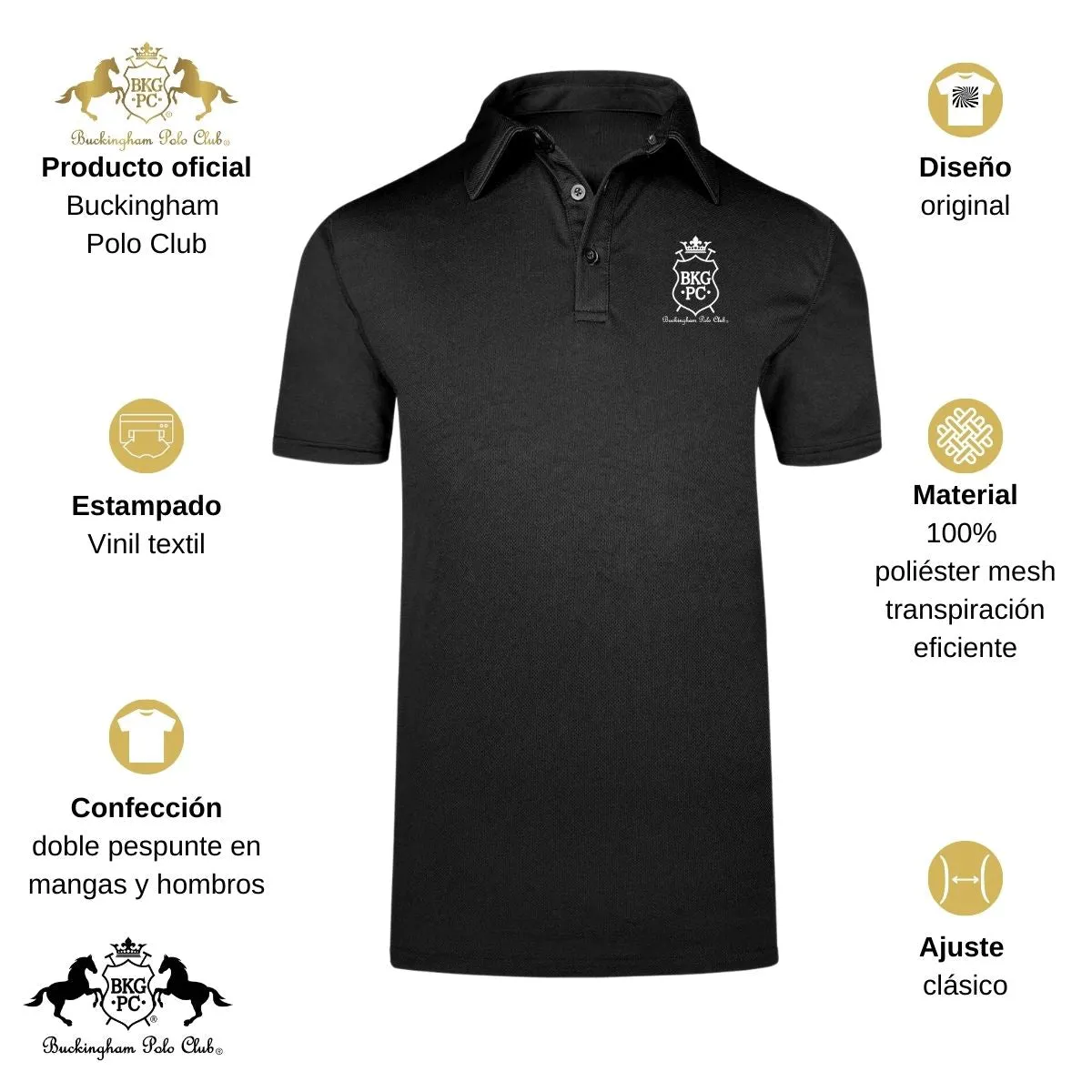 Playera Deportiva Hombre Tipo Polo  Buckingham Polo Club BKG PC