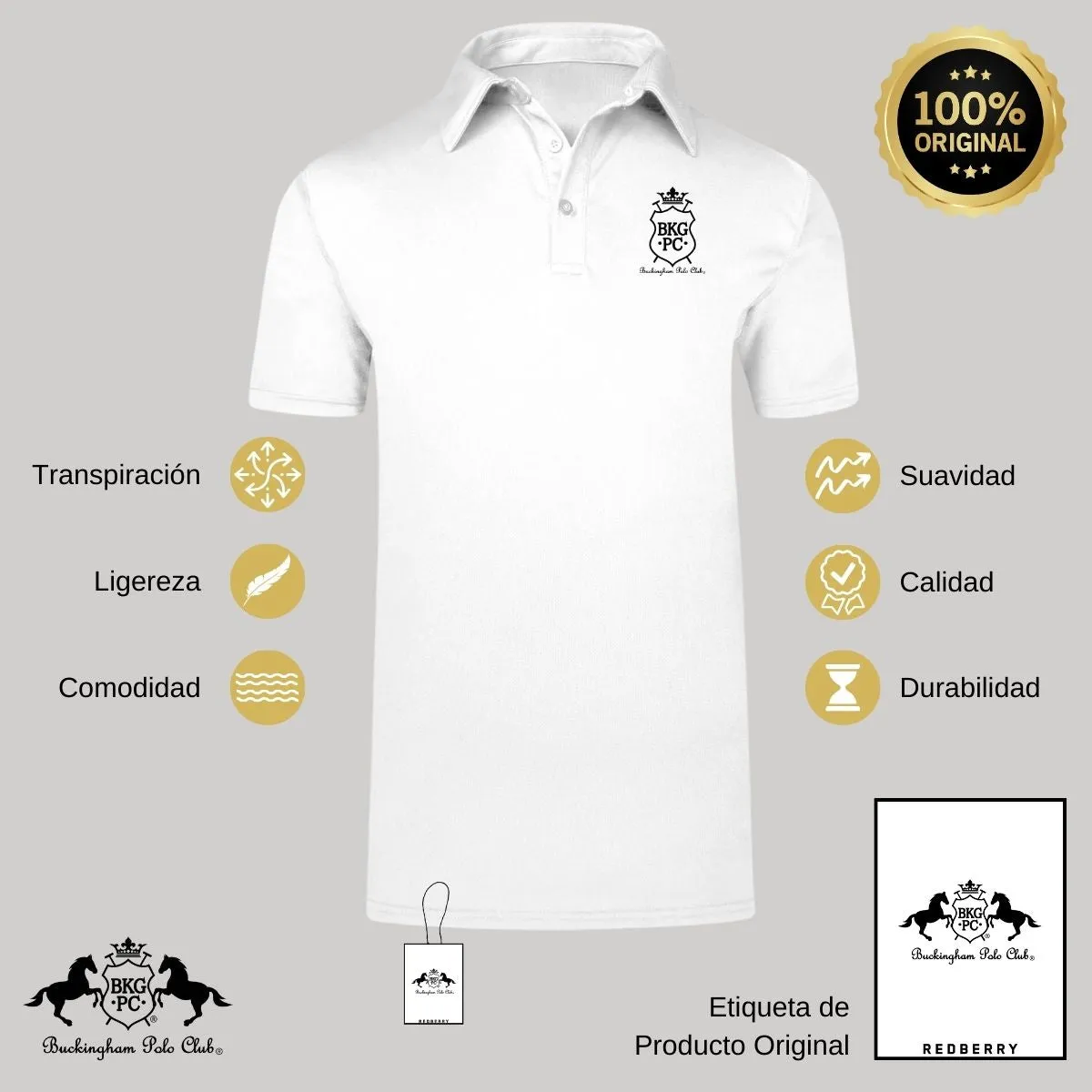 Playera Deportiva Hombre Tipo Polo  Buckingham Polo Club BKG PC