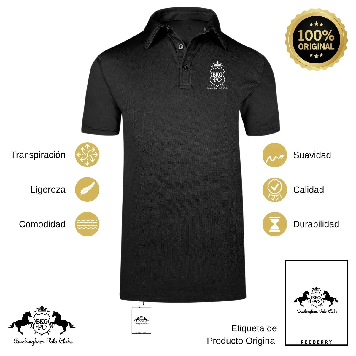Playera Deportiva Hombre Tipo Polo  Buckingham Polo Club BKG PC
