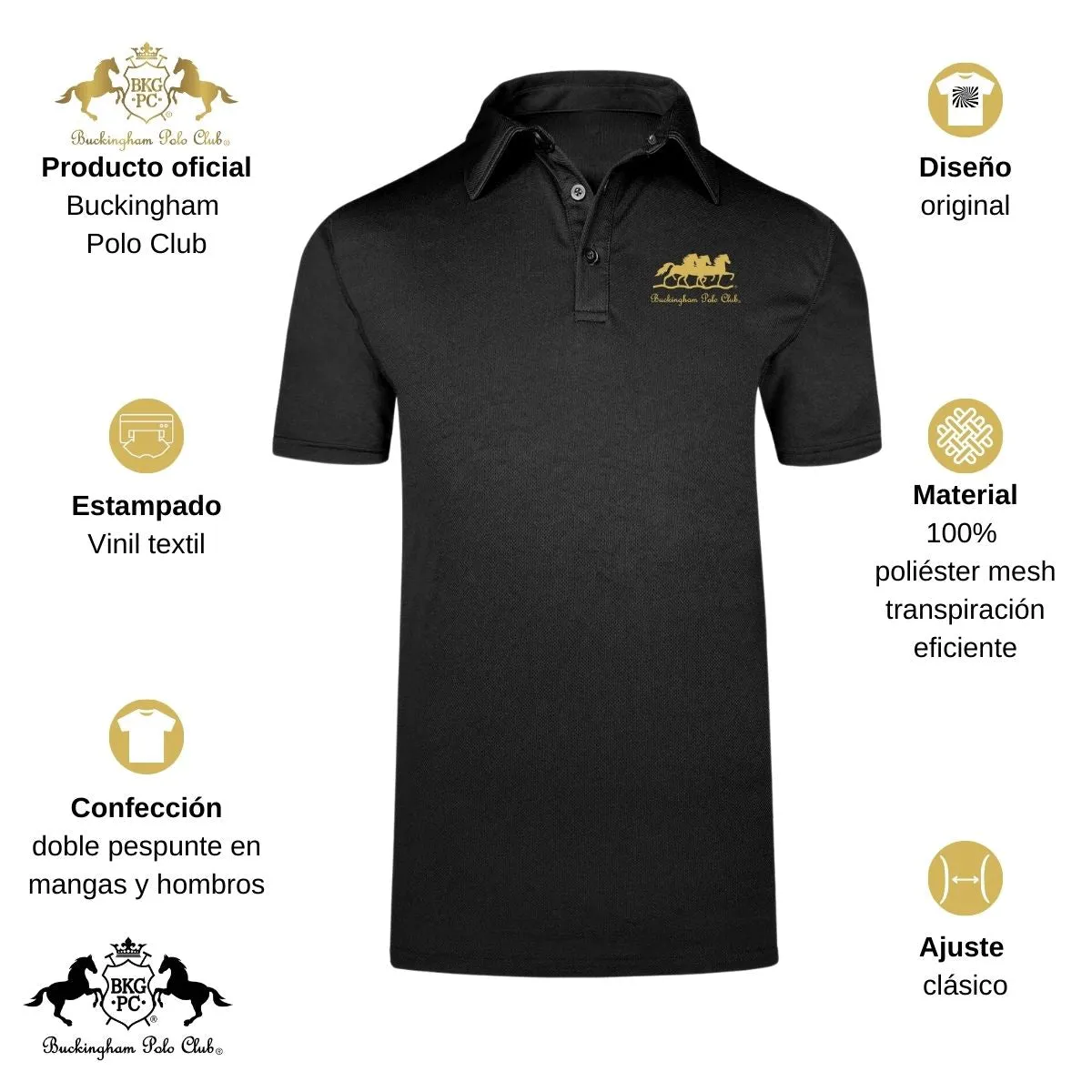Playera Deportiva Hombre Tipo Polo  Buckingham Polo Club Caballos