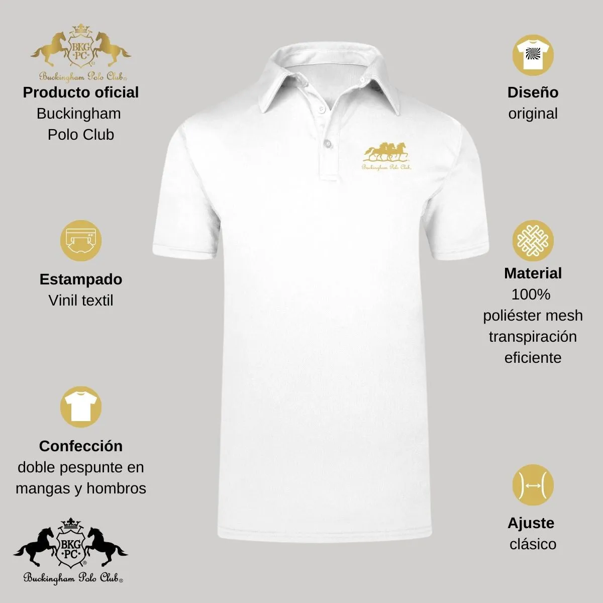 Playera Deportiva Hombre Tipo Polo  Buckingham Polo Club Caballos