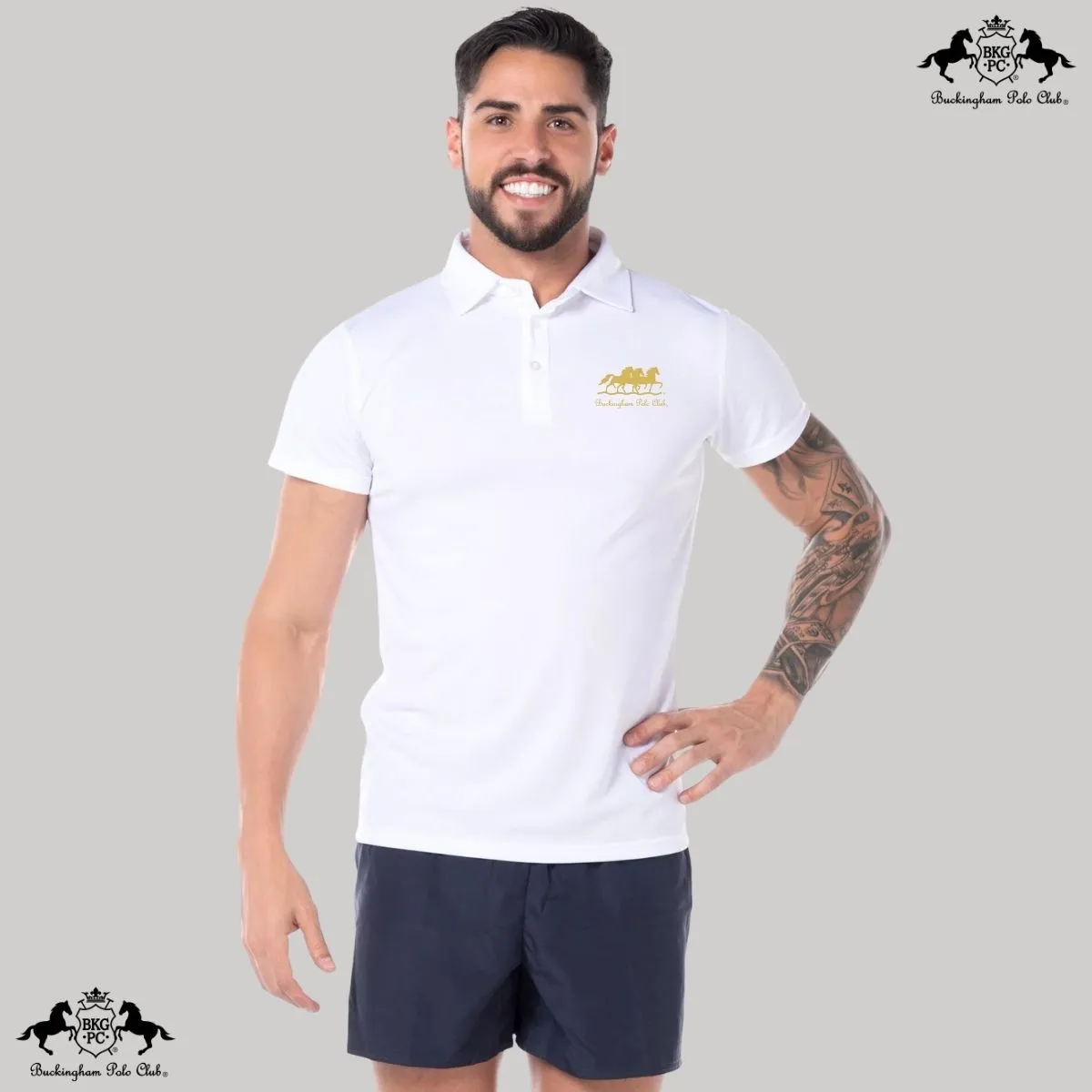 Playera Deportiva Hombre Tipo Polo  Buckingham Polo Club Caballos