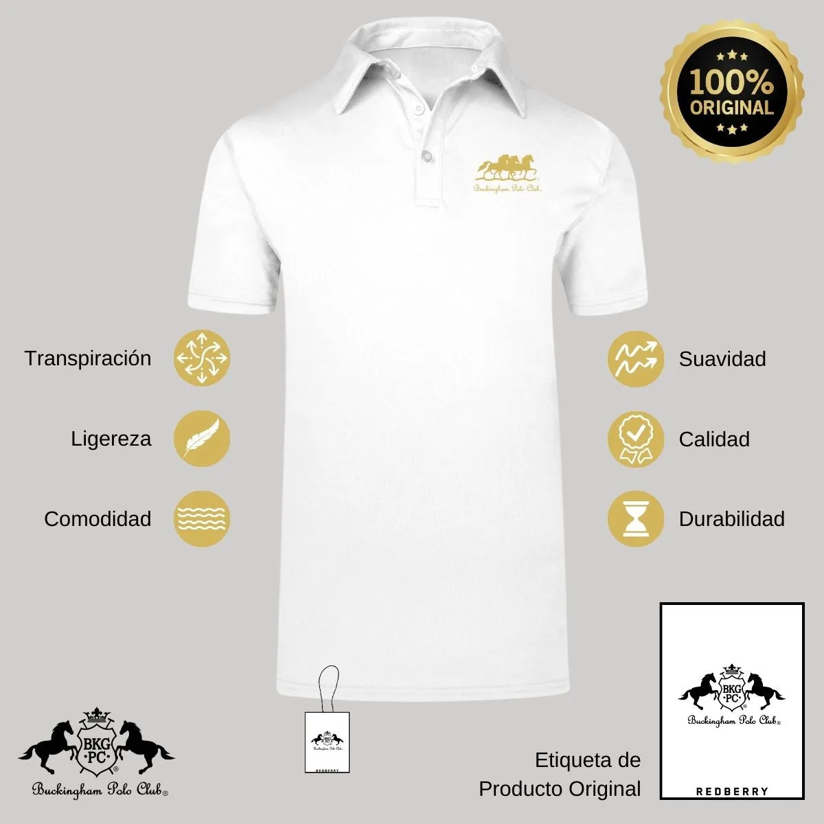 Playera Deportiva Hombre Tipo Polo  Buckingham Polo Club Caballos