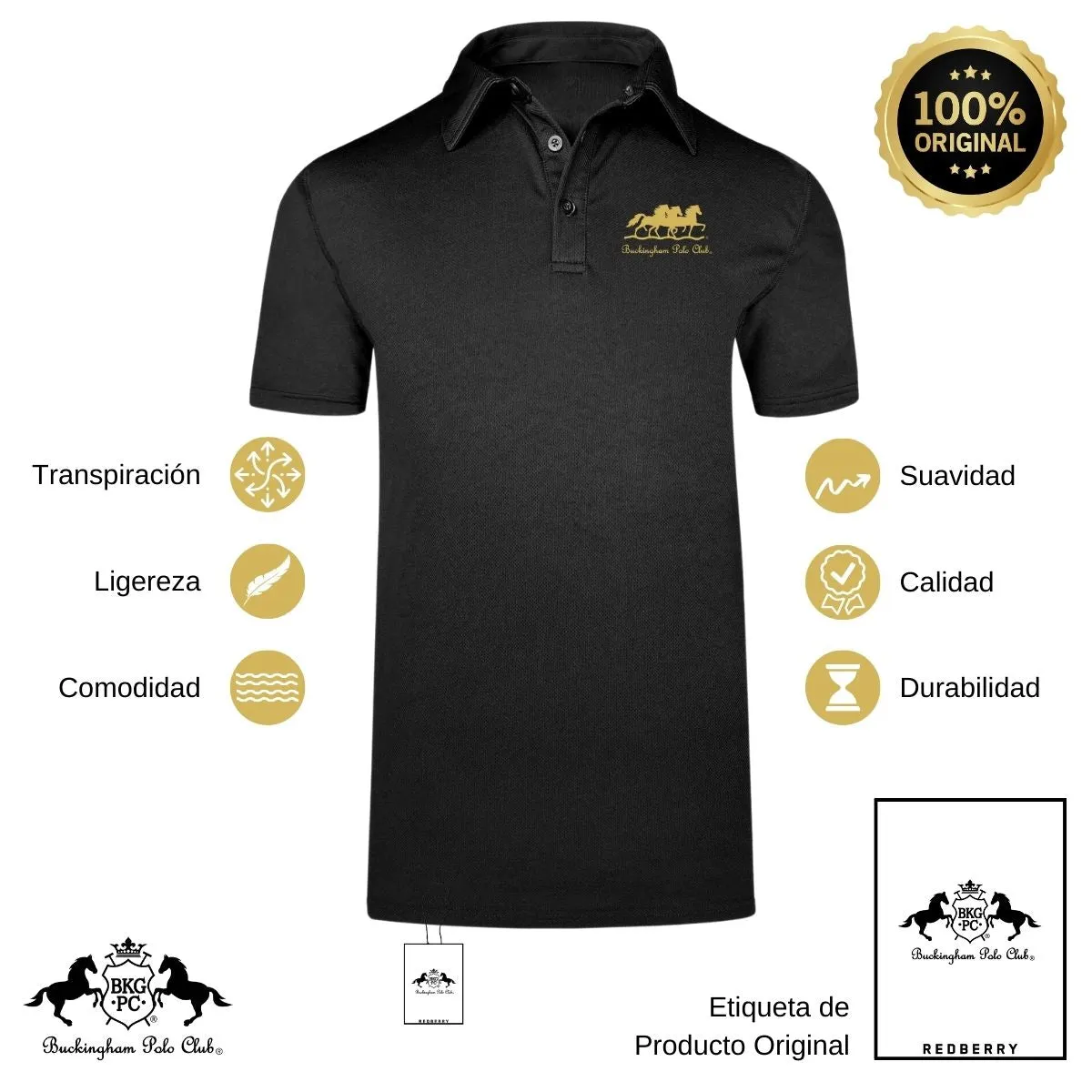 Playera Deportiva Hombre Tipo Polo  Buckingham Polo Club Caballos
