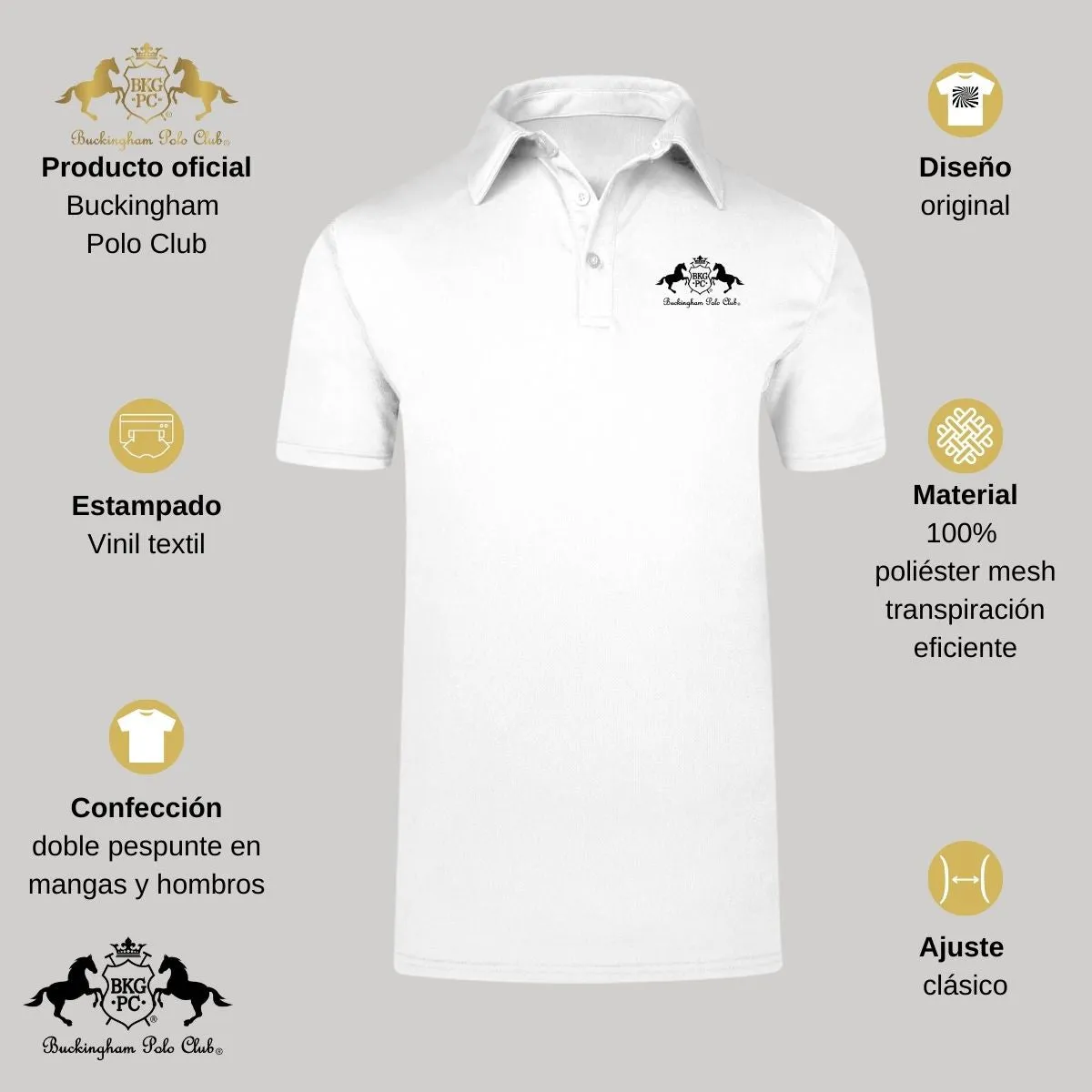 Playera Deportiva Hombre Tipo Polo  Buckingham Polo Club Logo