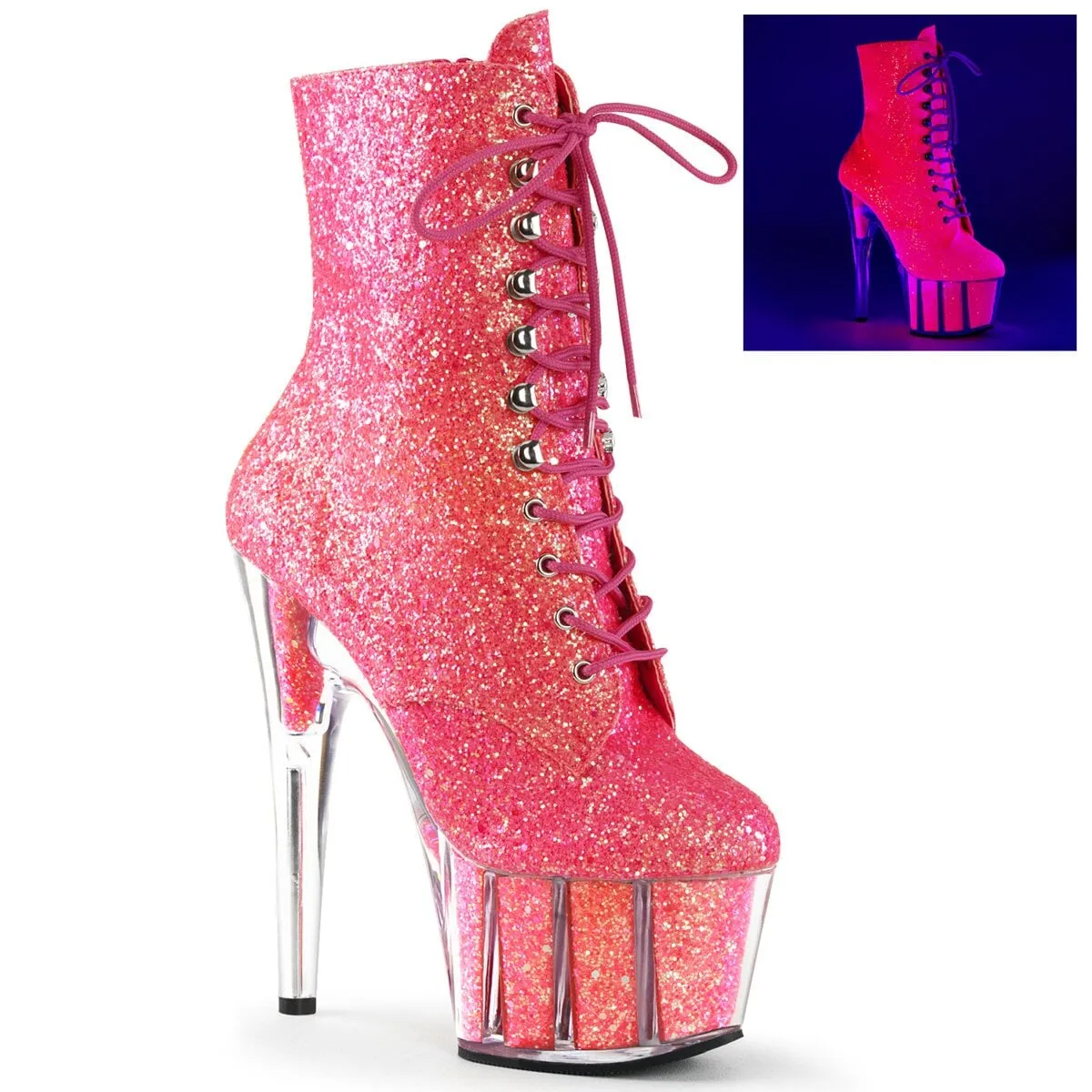 Pleaser ADORE-1020G-Neon Pink-Size 9-Clearance