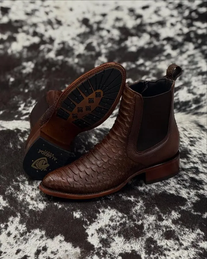 Python Glossy Western Cowboy Boots