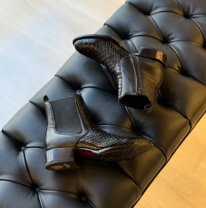 Python Glossy Western Cowboy Boots