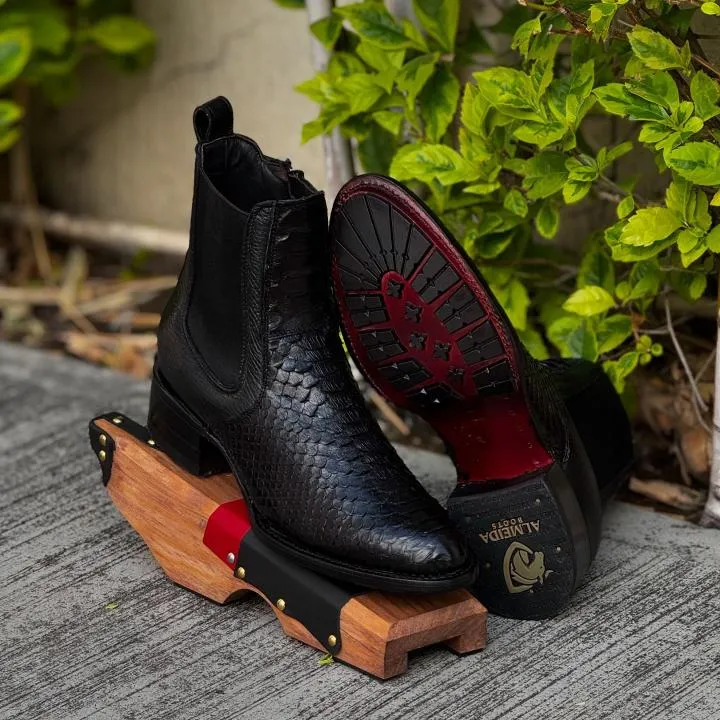 Python Glossy Western Cowboy Boots