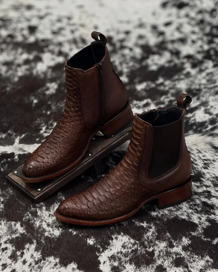 Python Glossy Western Cowboy Boots