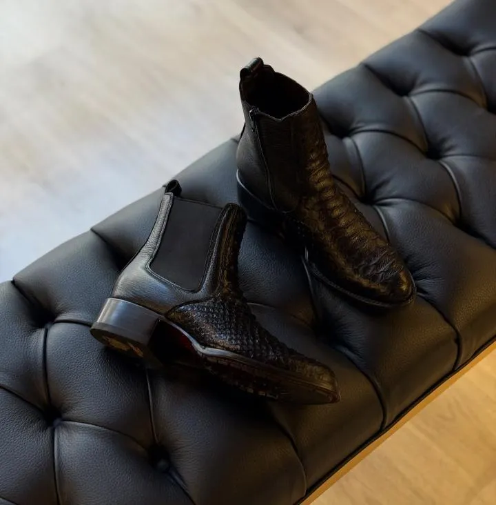 Python Glossy Western Cowboy Boots