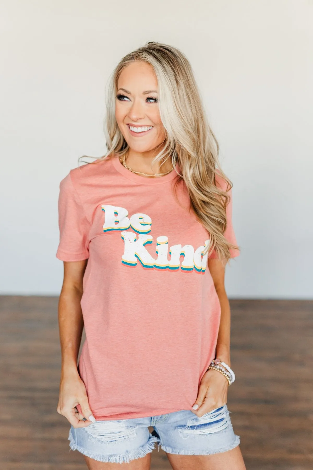 "Be Kind" Graphic Tee- Dusty Coral