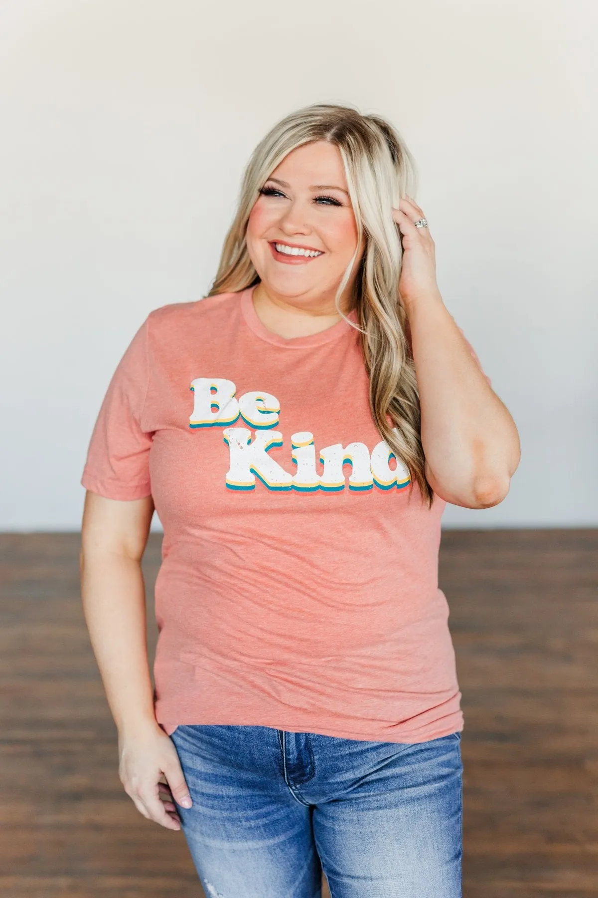 "Be Kind" Graphic Tee- Dusty Coral