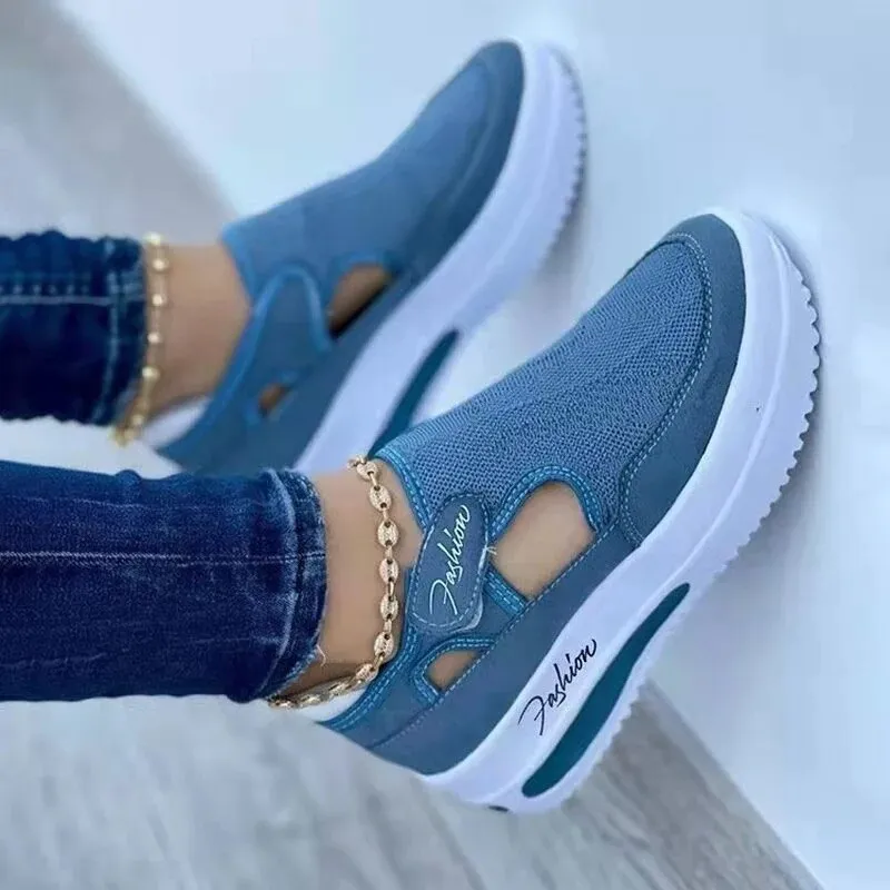 Red Casual Women Breathable Mesh Shoes
