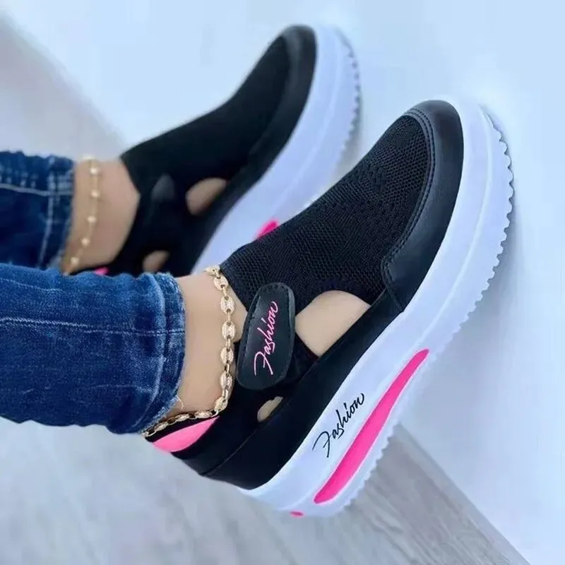 Red Casual Women Breathable Mesh Shoes