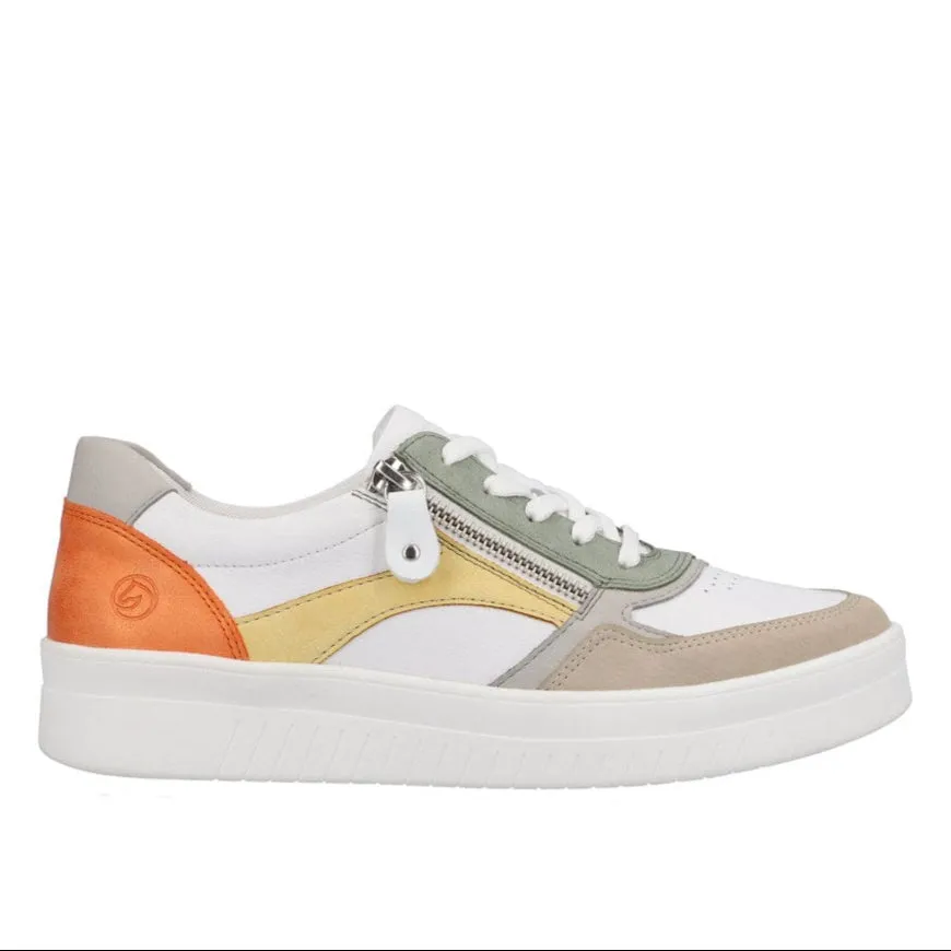 Remonte Women's D0J01-81 Lace Zipper Sneaker Cliff / Weiss / Vapor / Peppermint Leather