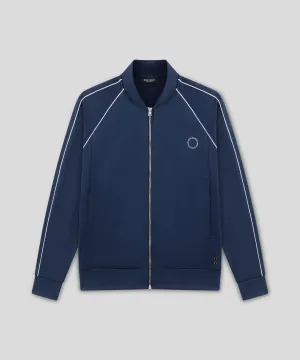 Retro Cotton Jacket w. Piping: Deep Ocean