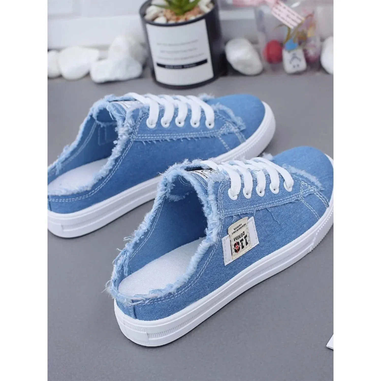 Ripped - Ripped denim canvas shoes