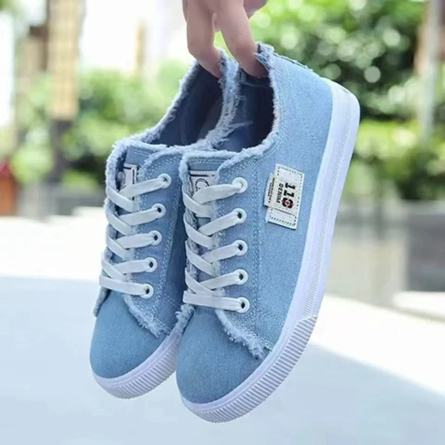 Ripped - Ripped denim canvas shoes