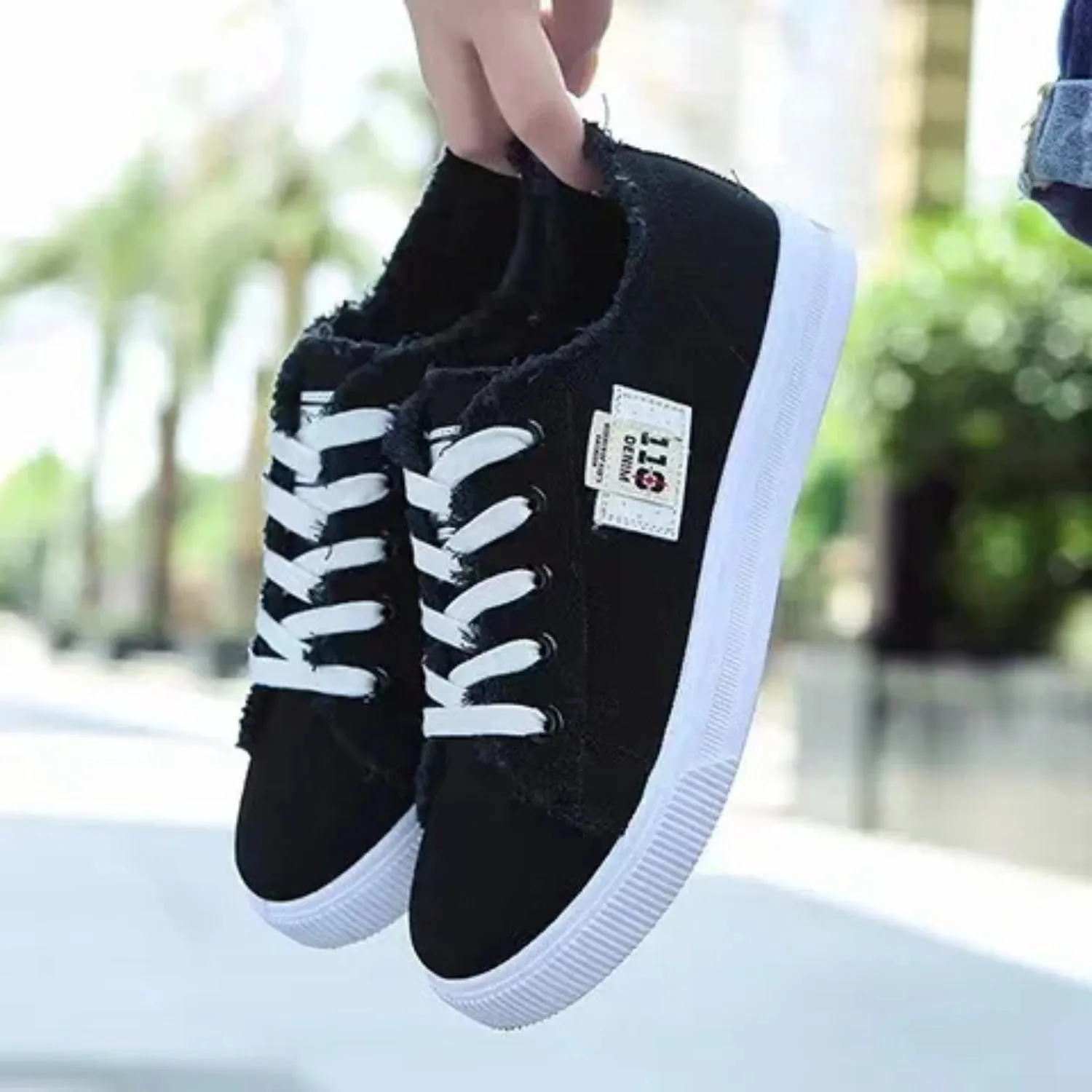 Ripped - Ripped denim canvas shoes