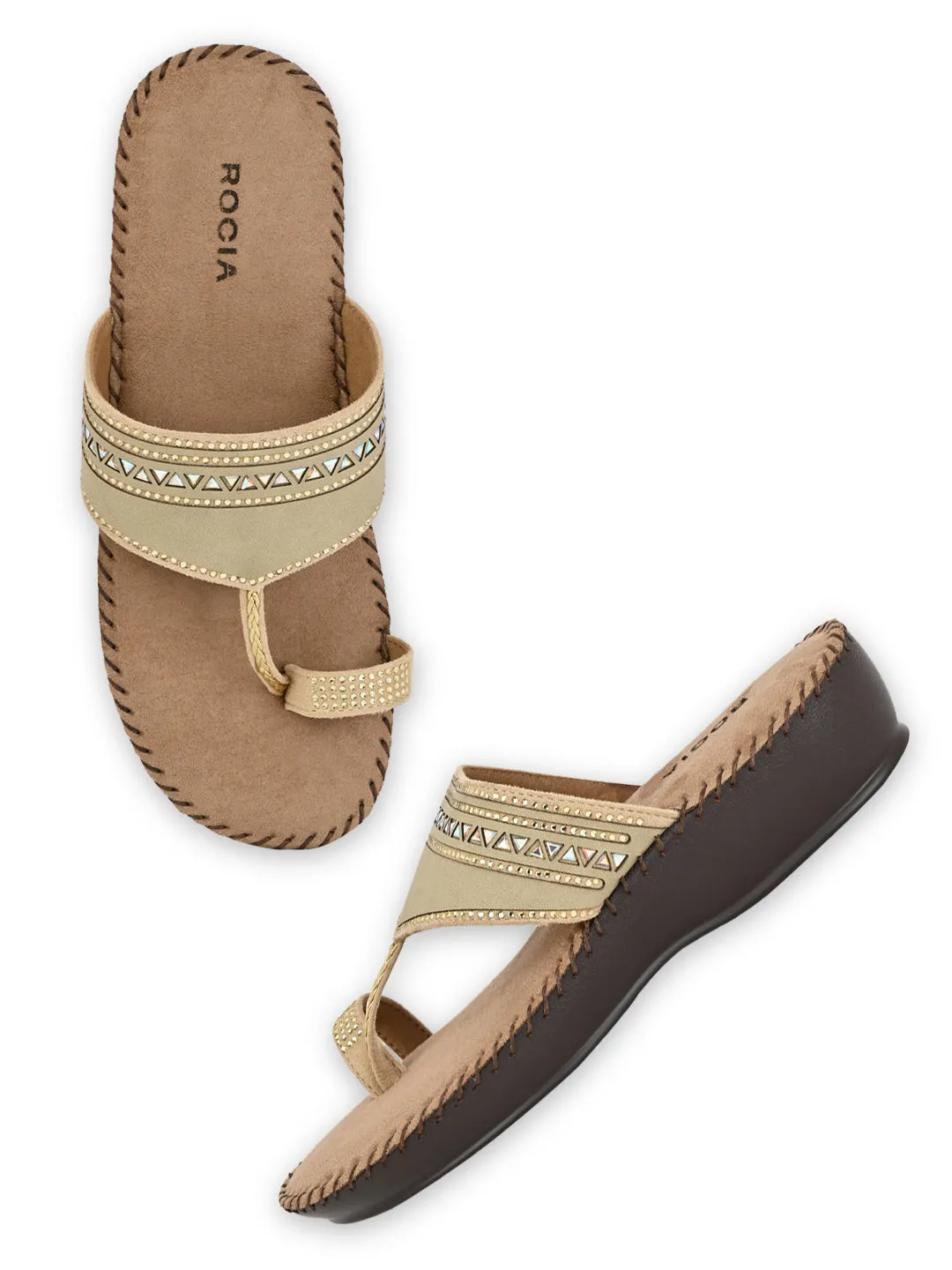 Rocia By Regal Beige Women One Toe Comfort Flats