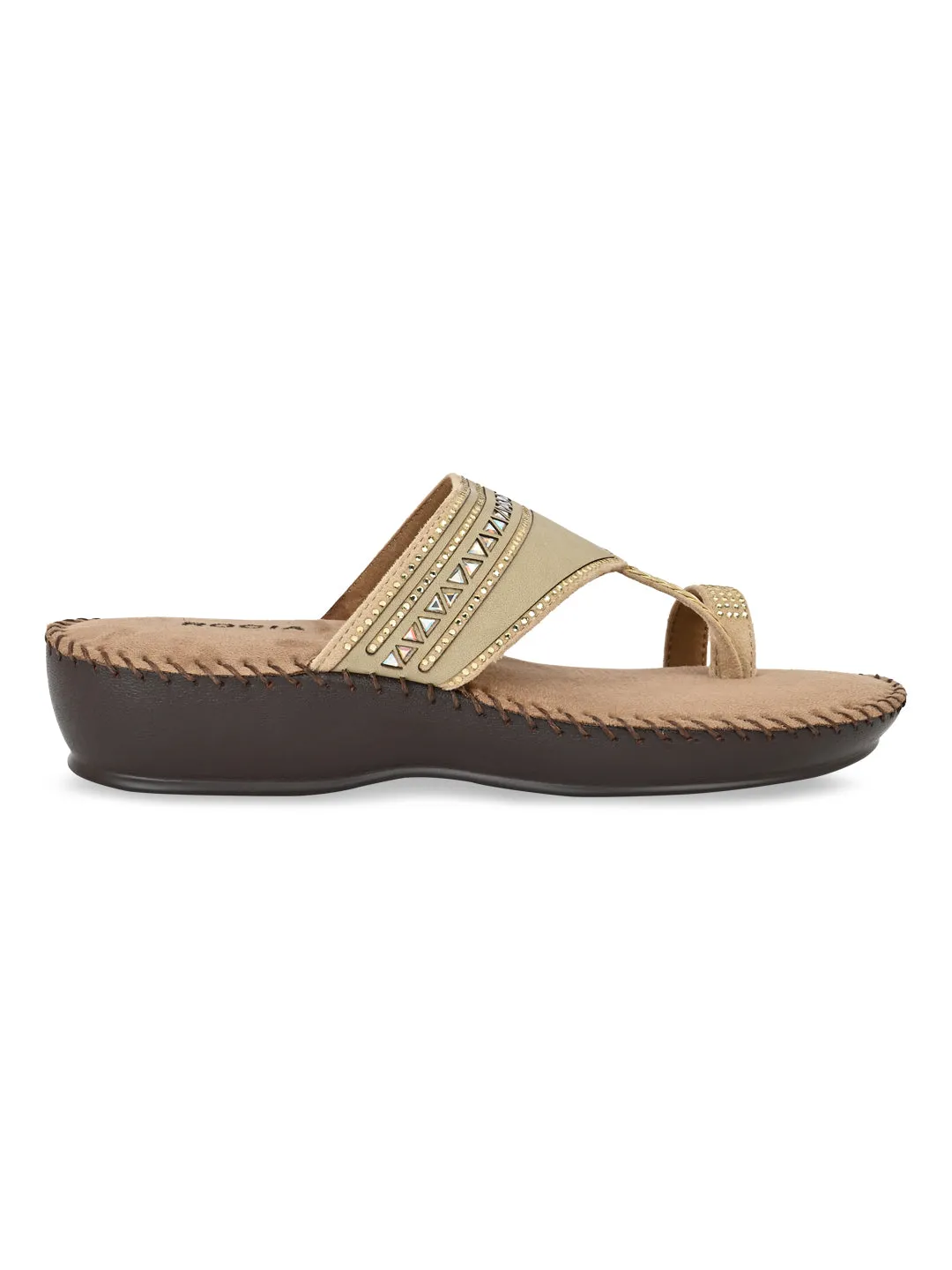 Rocia By Regal Beige Women One Toe Comfort Flats