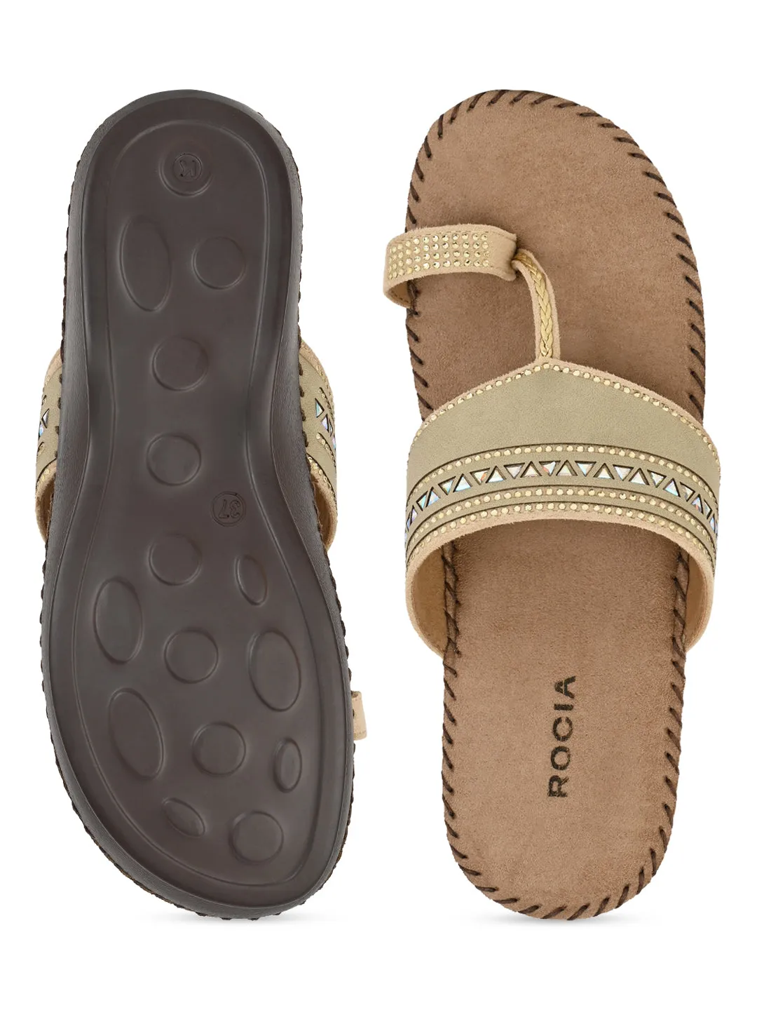 Rocia By Regal Beige Women One Toe Comfort Flats