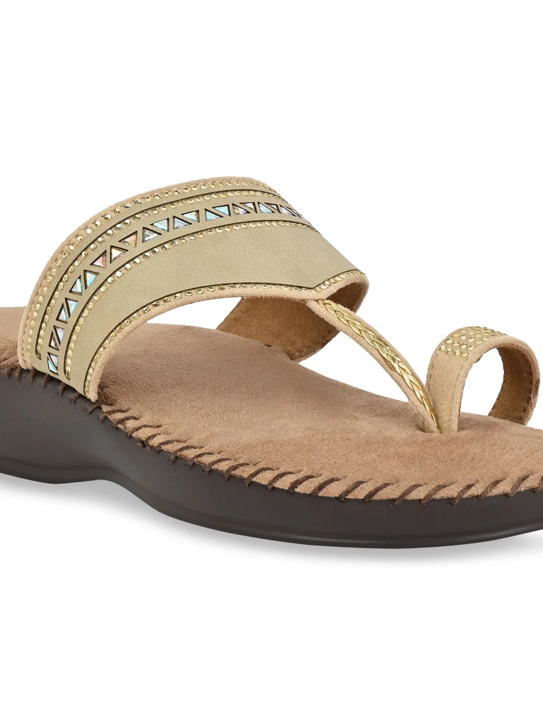 Rocia By Regal Beige Women One Toe Comfort Flats