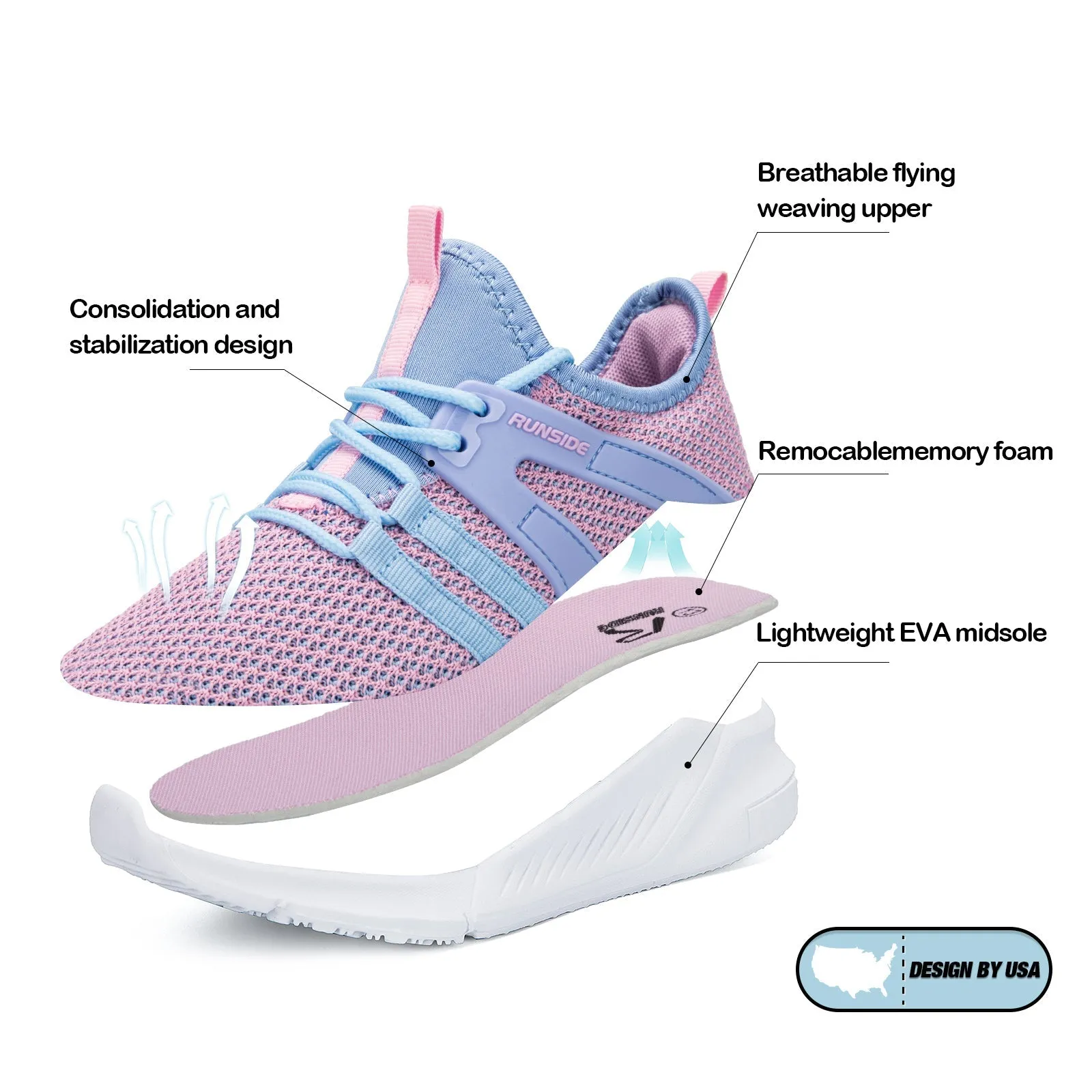 Rose Purple Lightweight Breathable Tennis Sneakers