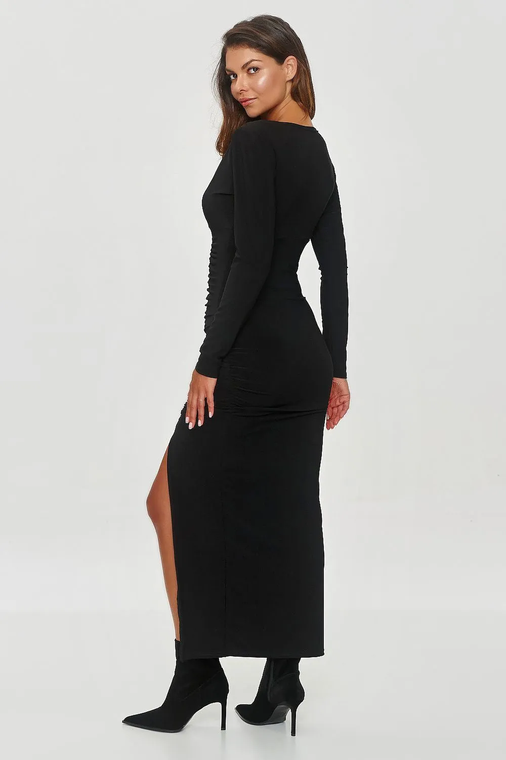 Ruching Detail Fitted Maxi Dress