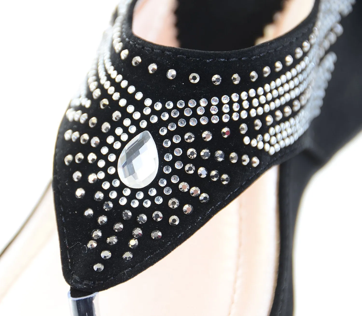 Sequin Jeweled Vegan Suede Wedge Flip Flop Sandal Black