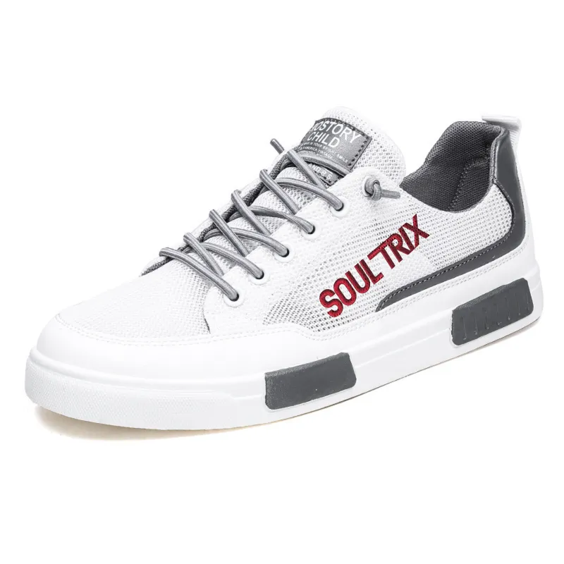 Soultrix Men's Summer Breathable Mesh Shoes, Thin Hollow Sports Casual Sneakers in White for Ultimate Comfort