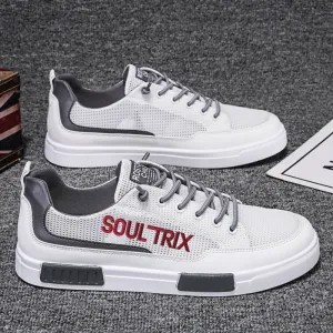 Soultrix Men's Summer Breathable Mesh Shoes, Thin Hollow Sports Casual Sneakers in White for Ultimate Comfort