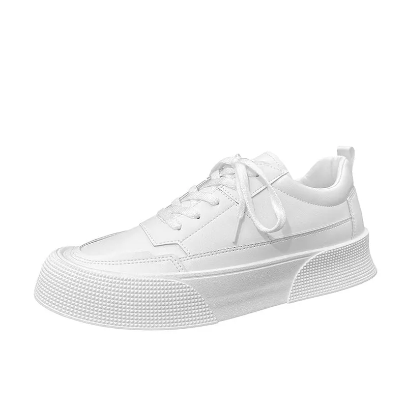 Sports Height Increasing Men's Board Shoes - Leisure Solid Color All-Match with Thick Bottom